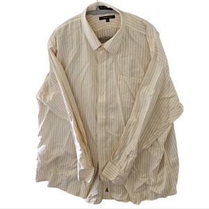 Men's Cream Yellow Stripe Button Down Nordstrom 18 1/2 35 CL0048